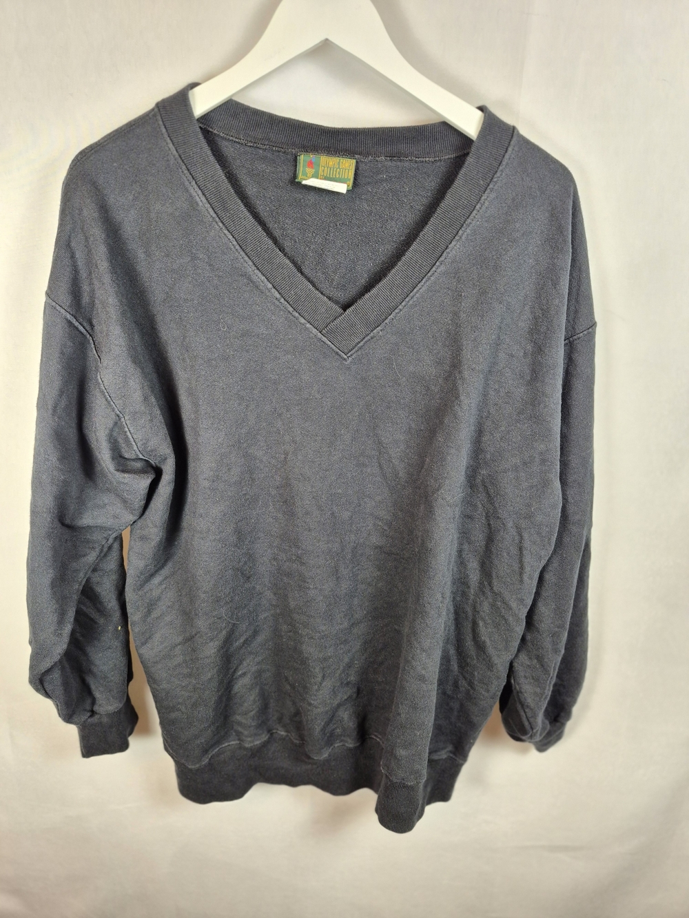 VTG 1996 Olympics Hanes Men's V-Neck Sweater - Charcoal Size L